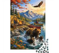 1000 Pieces Mini Jigsaw Puzzle Bear Mountain River for Adults | 38x26cm Cardboard, Living Room Decor, Premium Craftsmanship, Birthday Gift, Mind Relaxation