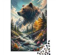 1000 Pieces Mini Jigsaw Puzzle Bear Mountain River for Adults | 38x26cm Cardboard, Living Room Decor, Premium Craftsmanship, Birthday Gift, Mind Relaxation