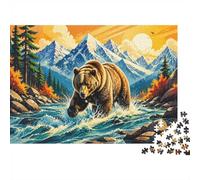 1000 Pieces Mini Jigsaw Puzzle Bear Mountain River for Adults | 52x38cm Cardboard, Living Room Decor, Premium Craftsmanship, Birthday Gift, Mind Relaxation