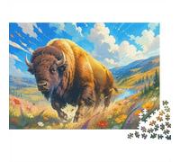 1000 Pieces Mini Jigsaw Puzzle Bison Landscape for Adults