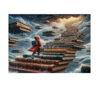 1000 Pieces Mini Jigsaw Puzzle Books Stairway for Adults | 52x38cm Cardboard, Office Decor, Durable Structure, Birthday Gift, Mind Relaxation