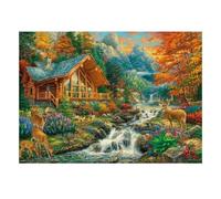 1000 Pieces Mini Jigsaw Puzzle Cabin Forest Stream for Adults | 38x26cm Cardboard, Living Room Decor, Durable Structure, Birthday Gift, Mind Relaxation