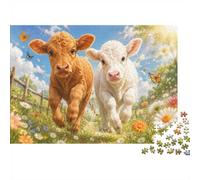 1000 Pieces Mini Jigsaw Puzzle Calf Meadow for Adults | 70x50cm Cardboard, Puzzle Assembly, Young Adults, Living Room Decor, Mind Relaxation