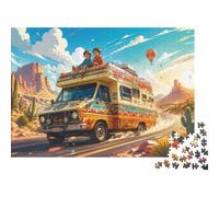 1000 Pieces Mini Jigsaw Puzzle Camper Van Desert for Adults | 38x26cm Cardboard, Living Room Decor, Premium Craftsmanship, Birthday Gift, Mind Relaxation