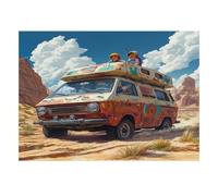 1000 Pieces Mini Jigsaw Puzzle Camper Van Desert for Adults | 70x50cm Cardboard Living Room Decor Durable Structure Birthday Gift Mind Relaxation
