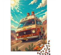 1000 Pieces Mini Jigsaw Puzzle Camper Van for Adults | 52x38cm Cardboard, Living Room Decor, Premium Craftsmanship, Birthday Gift, Mind Relaxation