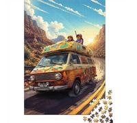 1000 Pieces Mini Jigsaw Puzzle Camper Van Road Trip for Adults | 52x38cm Cardboard, Living Room Decor, Premium Craftsmanship, Birthday Gift, Mind Relaxation