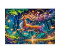 1000 Pieces Mini Jigsaw Puzzle Deer Forest Fantasy for Adults | 38x26cm Cardboard Living Room Decor Durable Structure Birthday Gift Mind Relaxation