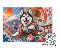1000 Pieces Mini Jigsaw Puzzle Dog Kimono Cherry Blossom for Adults