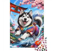 1000 Pieces Mini Jigsaw Puzzle Dog Kimono Sakura for Adults