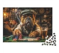 1000 Pieces Mini Jigsaw Puzzle Dog Poker Bar for Adults | 52x38cm Cardboard, Office Decor, Durable Structure, Birthday Gift, Mind Relaxation