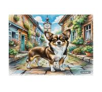1000 Pieces Mini Jigsaw Puzzle Dog Street for Adults | 38x26cm Cardboard Living Room Decor Durable Structure Birthday Gift Mind Relaxation