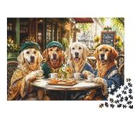 1000 Pieces Mini Jigsaw Puzzle Dogs Cafe for Adults | 52x38cm Cardboard Living Room Decor Durable Structure Birthday Gift Mind Relaxation