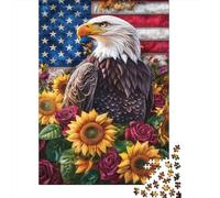 1000 Pieces Mini Jigsaw Puzzle Eagle Sunflower Rose Flag for Adults | 70x50cm Cardboard, Living Room Decor, Premium Craftsmanship, Birthday Gift, Mind Relaxation
