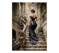 1000 Pieces Mini Jigsaw Puzzle Elegant Lady Stairs for Adults | 70x50cm Cardboard, Living Room Decor, Durable Structure, Birthday Gift, Mind Relaxation