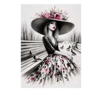 1000 Pieces Mini Jigsaw Puzzle Elegant Woman for Adults | 70x50cm Cardboard Living Room Decor Durable Structure Birthday Gift Mind Relaxation