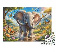 1000 Pieces Mini Jigsaw Puzzle Elephant Butterfly for Adults