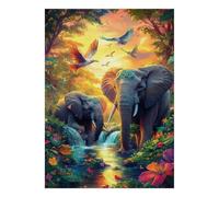 1000 Pieces Mini Jigsaw Puzzle Elephant Forest for Adults | 52x38cm Cardboard, Puzzle Assembly, Young Adults, Living Room Decor, Stress Relief