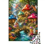 1000 Pieces Mini Jigsaw Puzzle Fairy Mushroom Village for Adults | 70x50cm Cardboard Home Decor Smooth Surface Birthday Gift Mind Relaxation