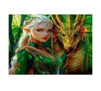 1000 Pieces Mini Jigsaw Puzzle Fantasy Dragon Elf for Adults | 52x38cm Cardboard, Living Room Decor, Premium Craftsmanship, Birthday Gift, Mind Relaxation