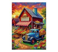 1000 Pieces Mini Jigsaw Puzzle Farm Truck Market for Adults | 70x50cm Cardboard Home Decor Durable Structure Birthday Gift Stress Relief