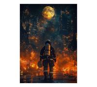 1000 Pieces Mini Jigsaw Puzzle Firefighter Night City Moon for Adults