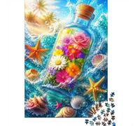1000 Pieces Mini Jigsaw Puzzle Flowers Seashells Starfish Bottle for Adults | 70x50cm Cardboard, Living Room Decor, Premium Craftsmanship, Birthday Gift, Mind Relaxation