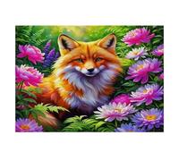 1000 Pieces Mini Jigsaw Puzzle Fox Flowers for Adults | 52x38cm Cardboard, Living Room Decor, Durable Structure, Birthday Gift, Mind Relaxation