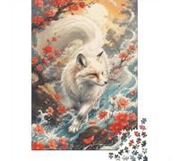 1000 Pieces Mini Jigsaw Puzzle Fox Flowers for Adults | 52x38cm Cardboard Puzzle Assembly Teens Living Room Decor Birthday Gift Mind Relaxation