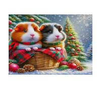 1000 Pieces Mini Jigsaw Puzzle Guinea Pig Christmas for Adults | 38x26cm Cardboard, Puzzle Assembly, Young Adults, Living Room Decor, Stress Relief