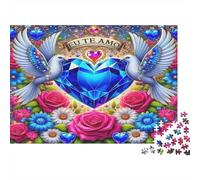 1000 Pieces Mini Jigsaw Puzzle Heart Dove Flower for Adults