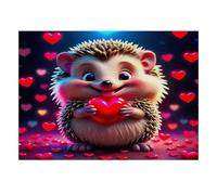1000 Pieces Mini Jigsaw Puzzle Hedgehog Hearts for Adults | 70x50cm Cardboard, Living Room Decor, Durable Structure, Friend Gift, Mind Relaxation