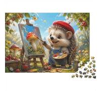 1000 Pieces Mini Jigsaw Puzzle Hedgehog Mushroom Painting for Adults | 70x50cm Cardboard, Living Room Decor, Premium Craftsmanship, Birthday Gift, Mind Relaxation