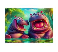 1000 Pieces Mini Jigsaw Puzzle Hippopotamus for Adults | 70x50cm Cardboard, Living Room Decor, Durable Structure, Birthday Gift, Mind Relaxation