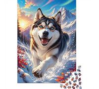 1000 Pieces Mini Jigsaw Puzzle Husky Dog Snow Mountain for Adults