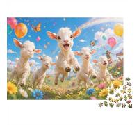 1000 Pieces Mini Jigsaw Puzzle Lamb Meadow for Adults | 70x50cm Cardboard Teens Puzzle Game Living Room Decor Birthday Gift Mind Relaxation