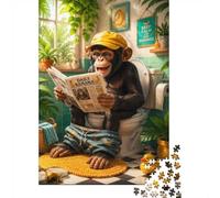 1000 Pieces Mini Jigsaw Puzzle Monkey Bathroom for Adults | 38x26cm Cardboard Living Room Decor Durable Structure Birthday Gift Mind Relaxation