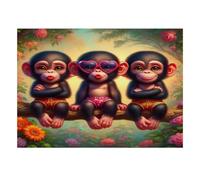 1000 Pieces Mini Jigsaw Puzzle Monkey for Adults | 52x38cm Cardboard, Living Room Decor, Durable Structure, Birthday Gift, Mind Relaxation