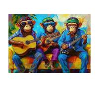 1000 Pieces Mini Jigsaw Puzzle Monkey Guitar for Adults | 52x38cm Cardboard Home Decor Durable Structure Birthday Gift Stress Relief