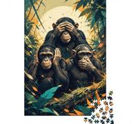 1000 Pieces Mini Jigsaw Puzzle Monkeys for Adults | 38x26cm Cardboard Home Decor Durable Structure Birthday Gift Stress Relief