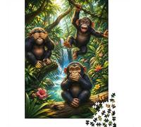 1000 Pieces Mini Jigsaw Puzzle Monkeys for Adults | 38x26cm Cardboard, Living Room Decor, Durable Structure, Birthday Gift, Mind Relaxation