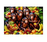 1000 Pieces Mini Jigsaw Puzzle Monkeys Fruit for Adults | 52x38cm Cardboard Puzzle Game Home Decor Enthusiasts Stress Relief Perfect Interlocking