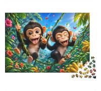 1000 Pieces Mini Jigsaw Puzzle Monkeys Jungle for Adults | 38x26cm Cardboard Home Decor Durable Structure Birthday Gift Stress Relief