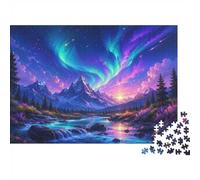 1000 Pieces Mini Jigsaw Puzzle Mountain River Aurora for Adults | 38x26cm Cardboard Living Room Decor Durable Structure Birthday Gift Mind Relaxation