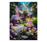 1000 Pieces Mini Jigsaw Puzzle Mushroom House for Adults | 38x26cm Cardboard, Living Room Decor, Durable Structure, Birthday Gift, Mind Relaxation
