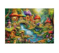 1000 Pieces Mini Jigsaw Puzzle Mushroom Village for Adults | 52x38cm Cardboard, Living Room Decor, Durable Structure, Birthday Gift, Mind Relaxation