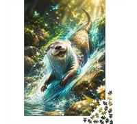 1000 Pieces Mini Jigsaw Puzzle Otter Nature for Adults | 52x38cm Cardboard, Living Room Decor, Durable Structure, Birthday Gift, Mind Relaxation