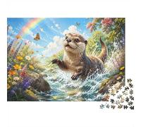 1000 Pieces Mini Jigsaw Puzzle Otter Nature for Adults | 52x38cm Cardboard, Living Room Decor, Durable Structure, Birthday Gift, Mind Relaxation