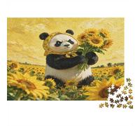 1000 Pieces Mini Jigsaw Puzzle Panda Sunflower for Adults | 38x26cm Cardboard Home Decor Perfect Interlocking Birthday Gift Stress Relief