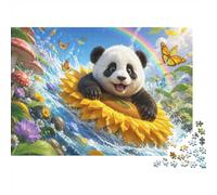 1000 Pieces Mini Jigsaw Puzzle Panda Sunflower Rainbow for Adults | 52x38cm Cardboard Living Room Decor Durable Structure Birthday Gift Mind Relaxation